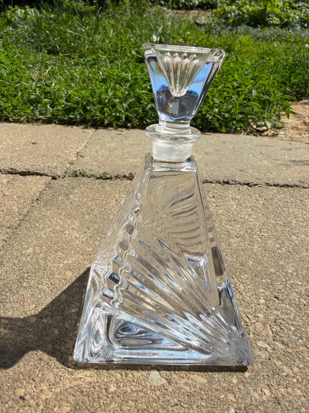 Vintage Royal Crystal Rock Art Deco Pyramid Perfume Bottle
